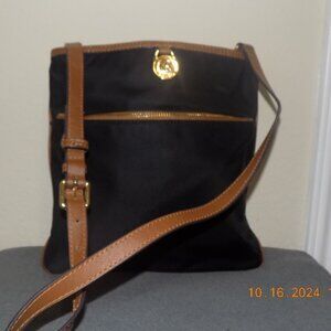 Michael Kors Black Cross body Bag with Leather Trim